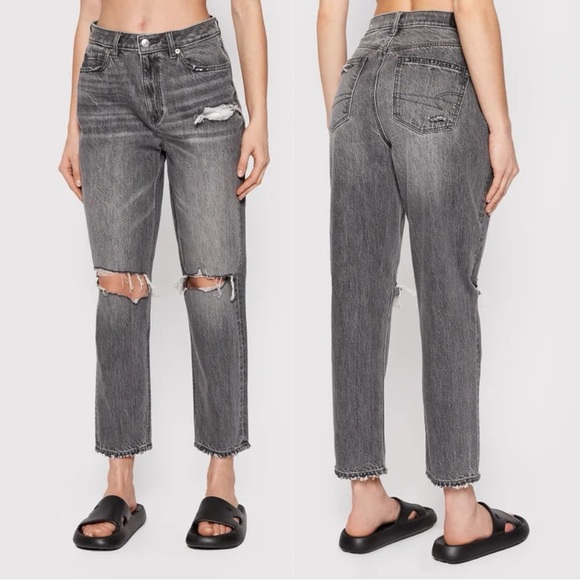 American Eagle Ripped Mom Jean in Smoked Gray 6 - Picture 1 of 16